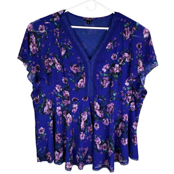 Torrid Top Shirt 4 V-Neck Floral Peplum Whimsgoth Cottagecore Fairy 4X 26 - Picture 9 of 10